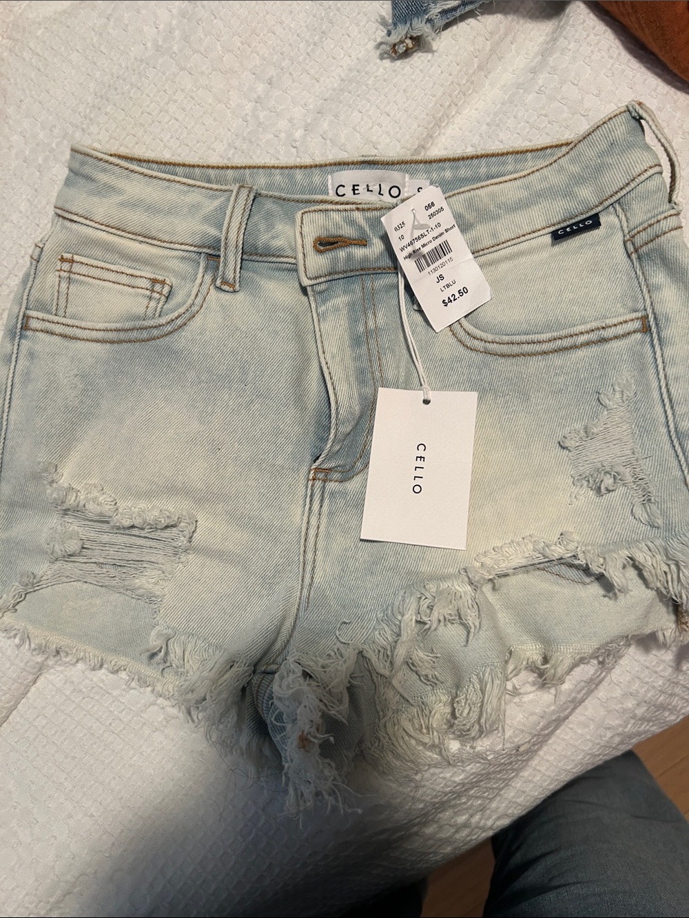 Cello Pale Blue Distressed Denim Cutoff Shorts
